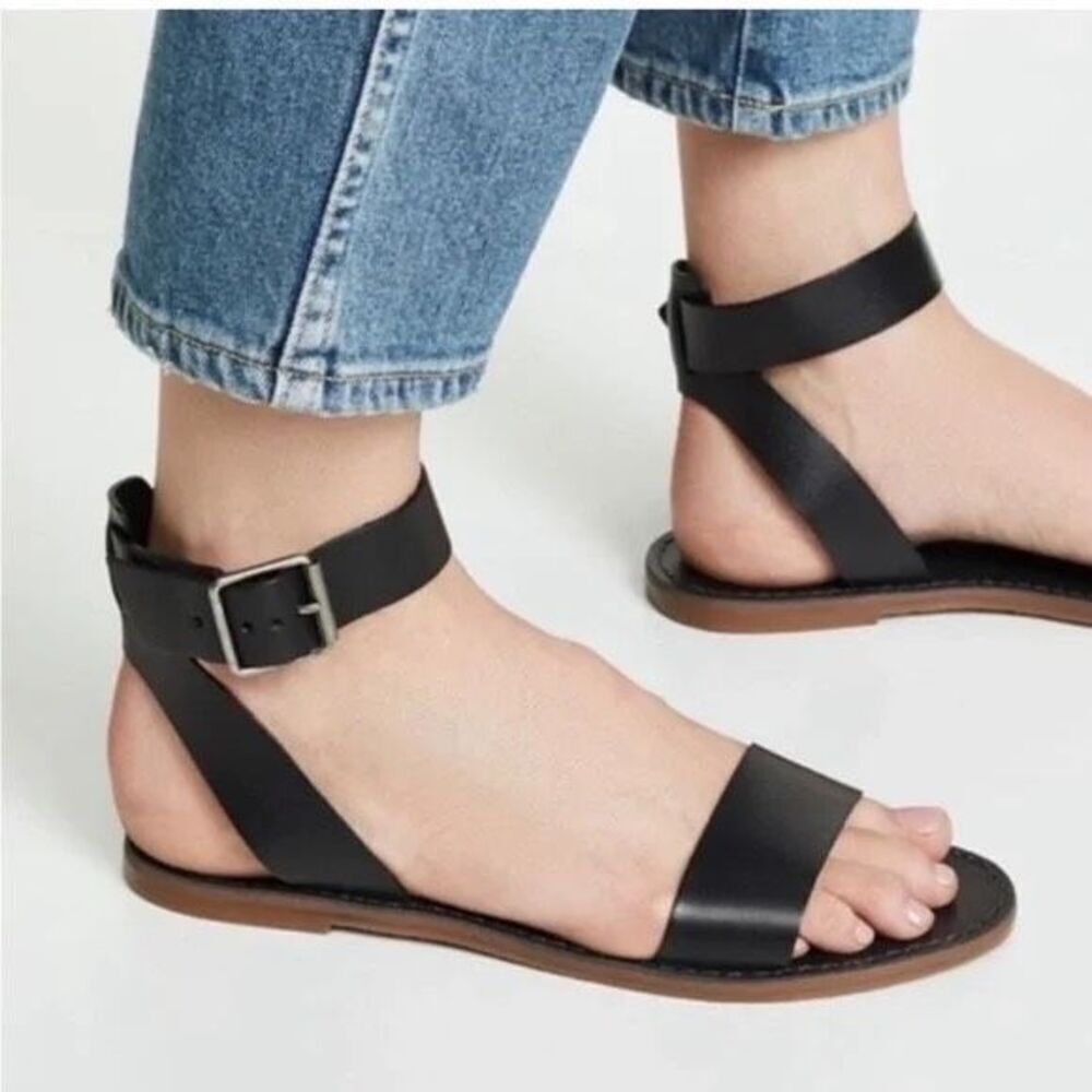 ✨Madewell The Boardwalk Ankle-Strap Black Sz 8.5 Sandals✨